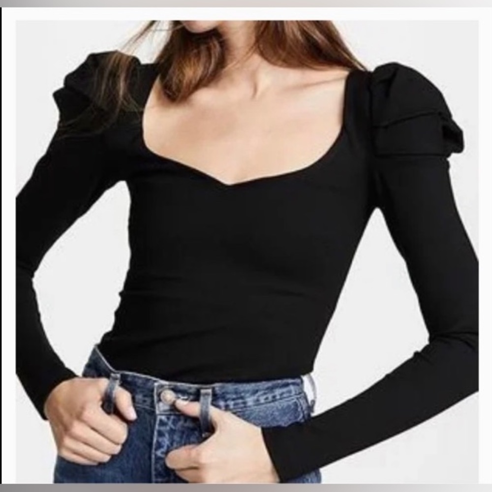 Amanda Uprichard  black cinderella puff sleeve princess sweetheart long sleeves